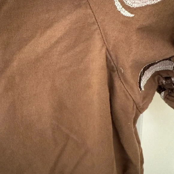 Joie Brown Puff Sleeve Blouse with Embroidery - Picture 3 of 6